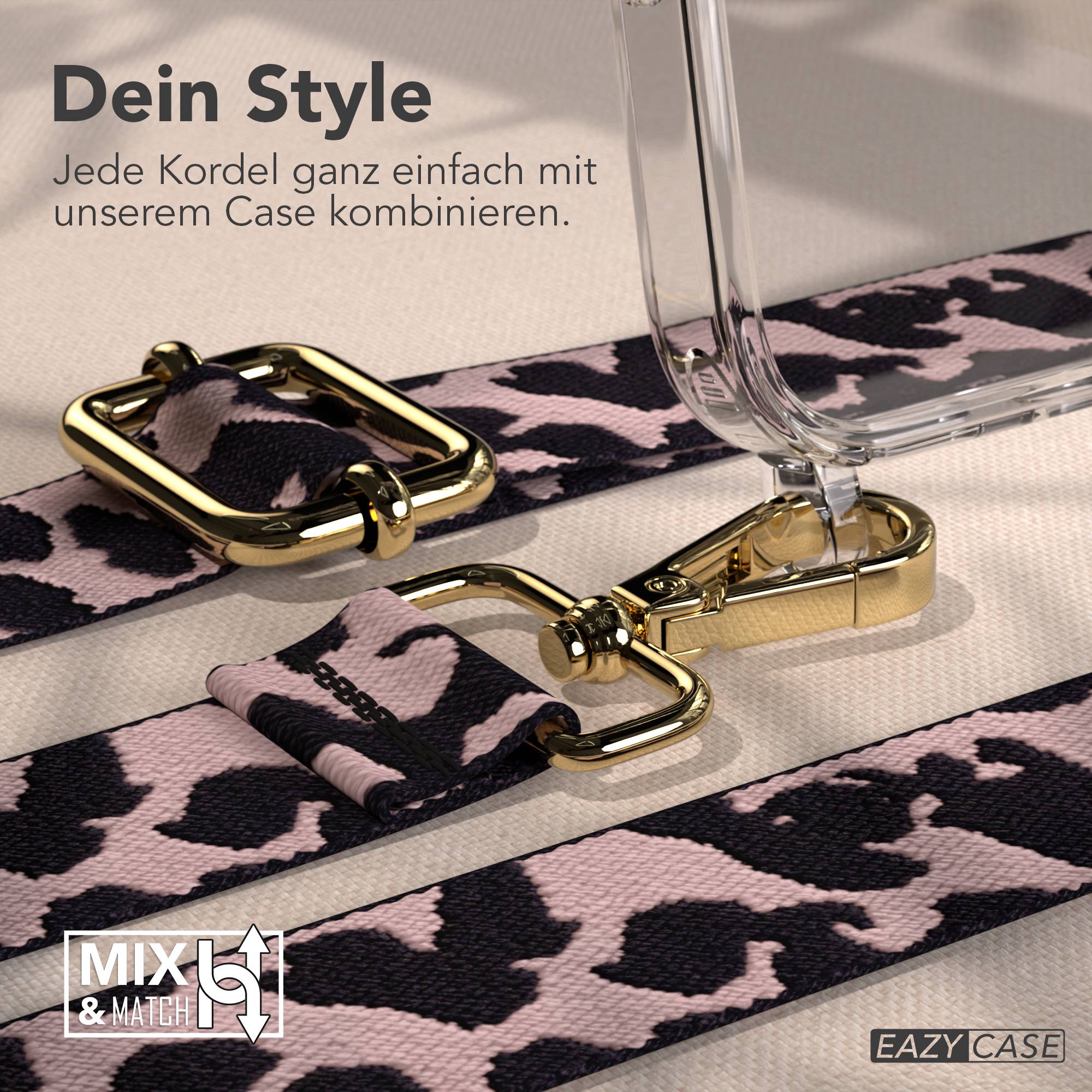 iPhone 17 Pro Handykette mit Boho Band verstellbar #farbe_rosa-camouflage-metallfarbe-gold