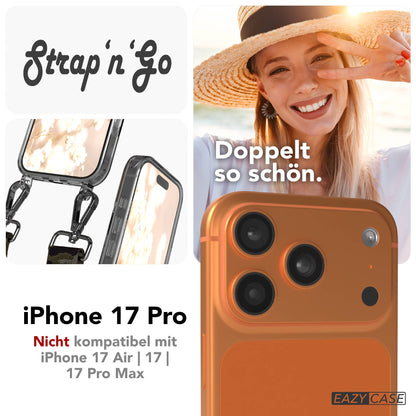 iPhone 17 Pro Handykette mit Boho Band verstellbar #farbe_grun-camouflage-metallfarbe-silber