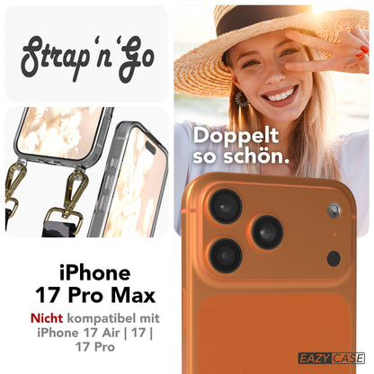 iPhone 17 Pro Max Handykette mit Boho Band verstellbar EAZY CASE #farbe_grau-camouflage-metallfarbe-gold