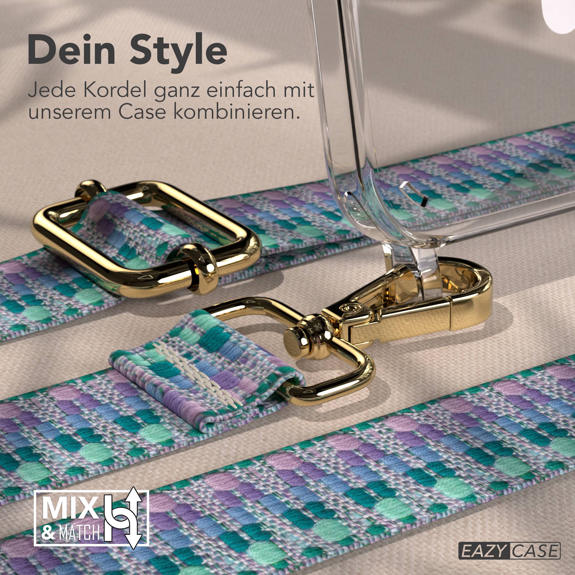 iPhone 15 Plus MagSafe Handykette mit verstellbarem Boho Band Umhängeriemen 