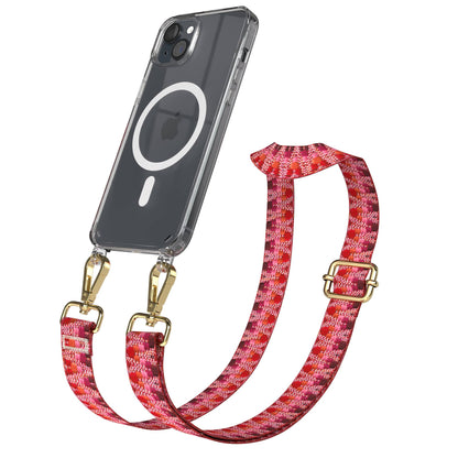 iPhone 15 Plus MagSafe Handykette mit verstellbarem Boho Band Umhängeriemen 