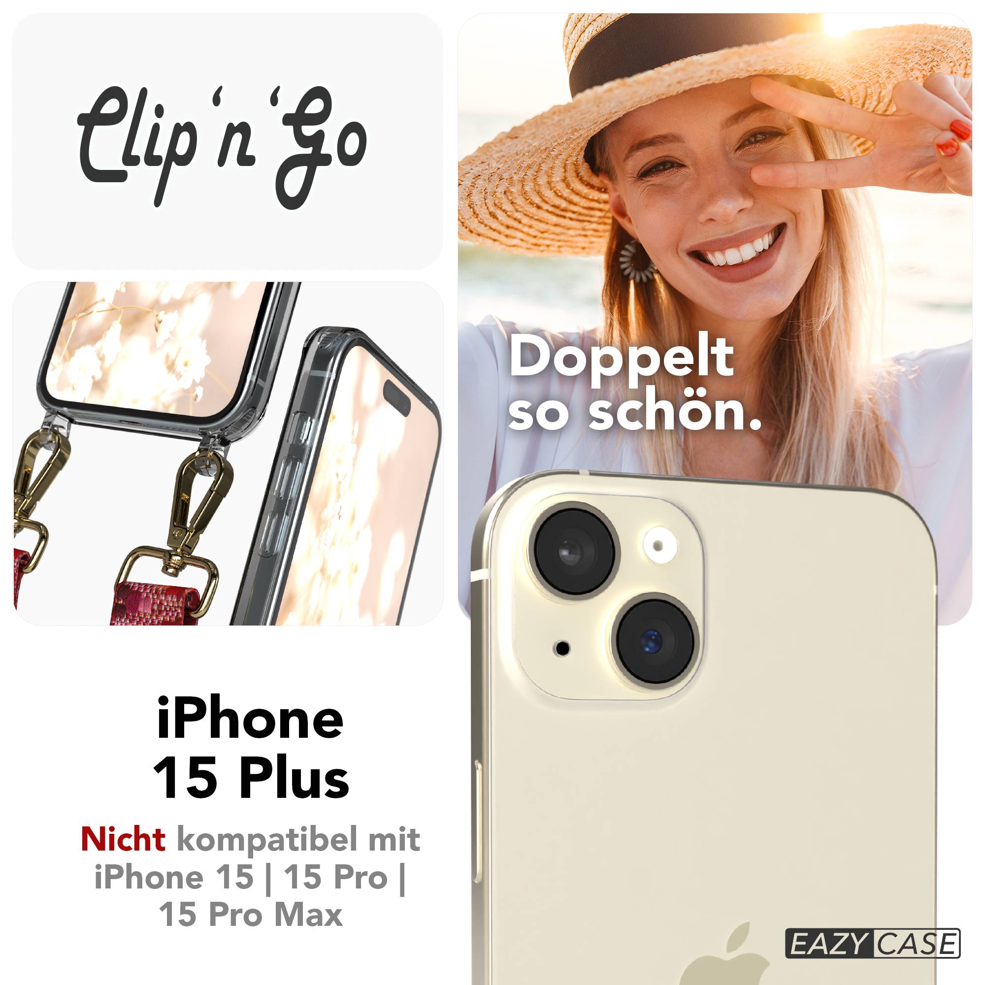 iPhone 15 Plus MagSafe Handykette mit verstellbarem Boho Band Umhängeriemen 