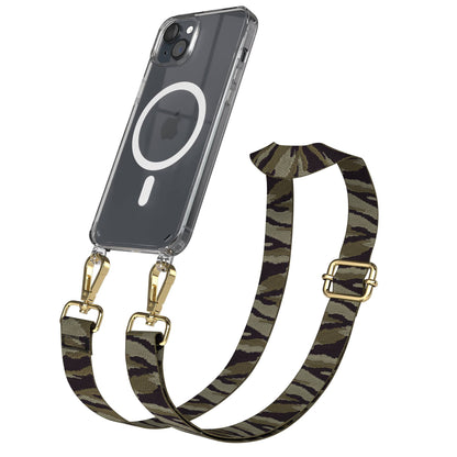 iPhone 15 Plus MagSafe Handykette mit verstellbarem Boho Band Umhängeriemen 