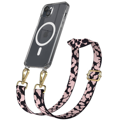 iPhone 15 Plus MagSafe Handykette mit verstellbarem Boho Band Umhängeriemen 