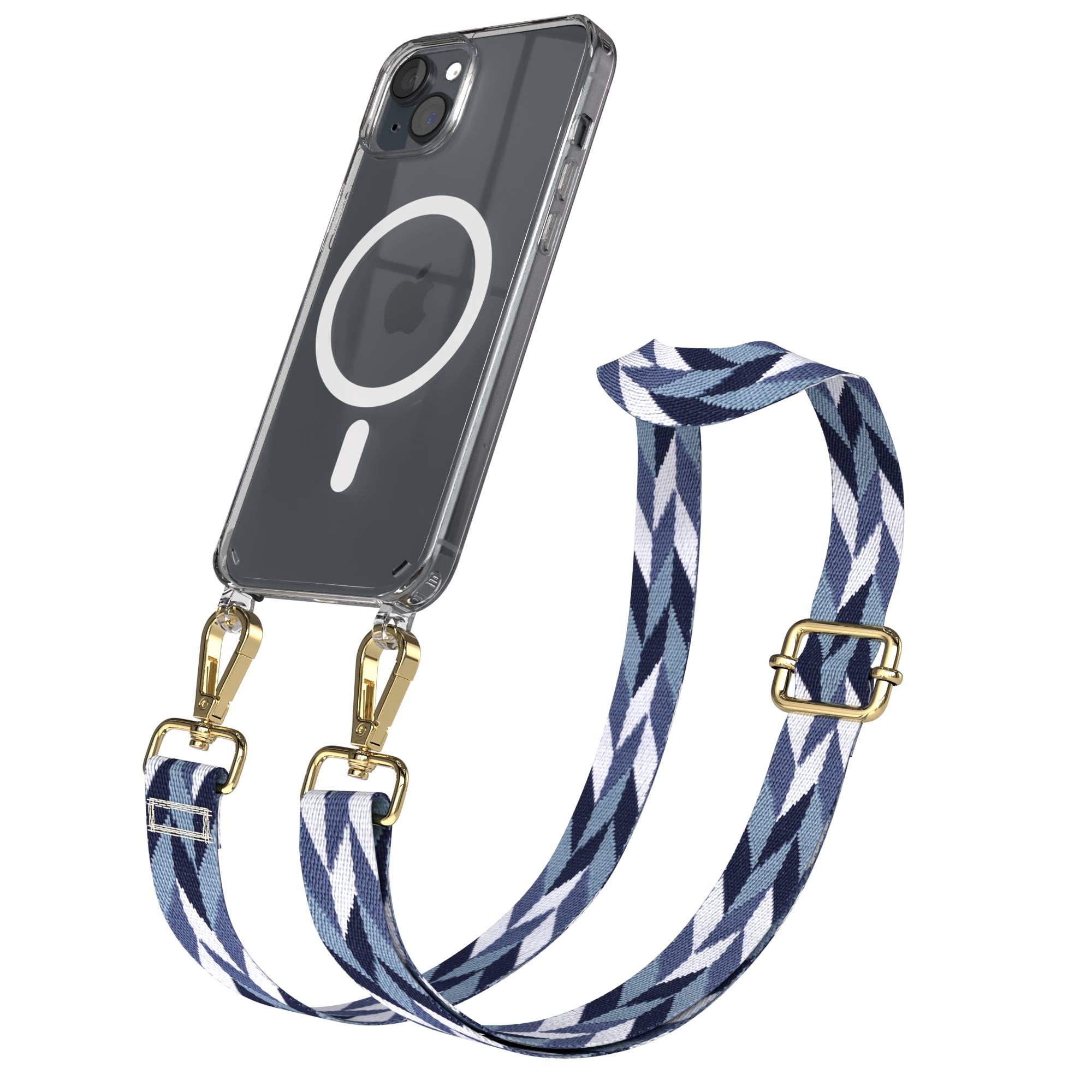 iPhone 15 Plus MagSafe Handykette mit verstellbarem Boho Band Umhängeriemen 