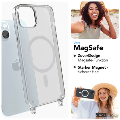 iPhone 15 Plus MagSafe Handykette mit verstellbarem Boho Band Umhängeriemen 