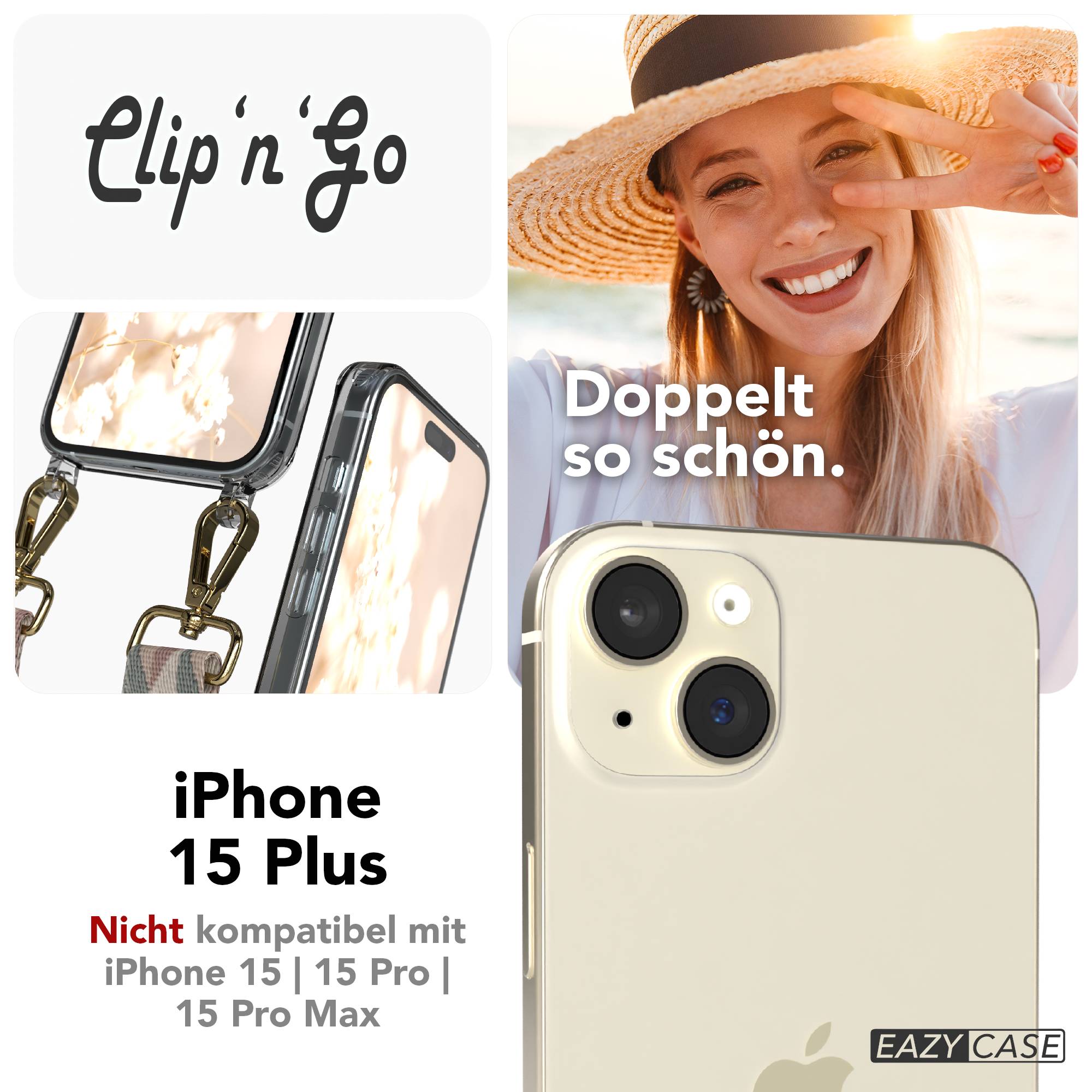 iPhone 15 Plus MagSafe Handykette mit verstellbarem Boho Band Umhängeriemen 