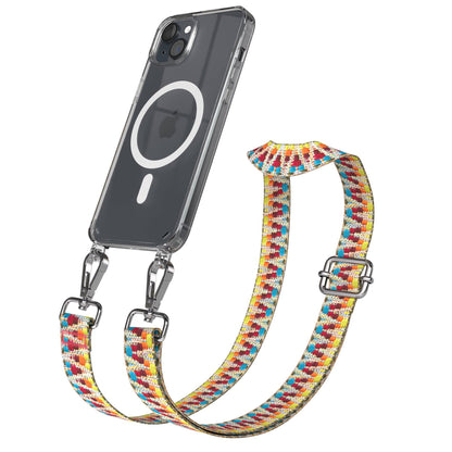 iPhone 15 Plus MagSafe Handykette mit verstellbarem Boho Band Umhängeriemen 