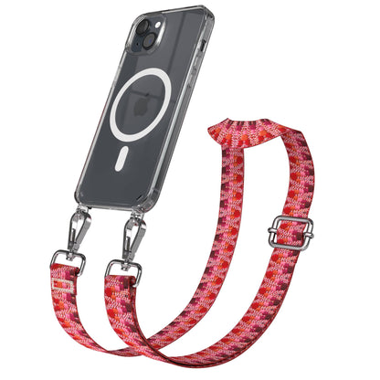 iPhone 15 Plus MagSafe Handykette mit verstellbarem Boho Band Umhängeriemen 