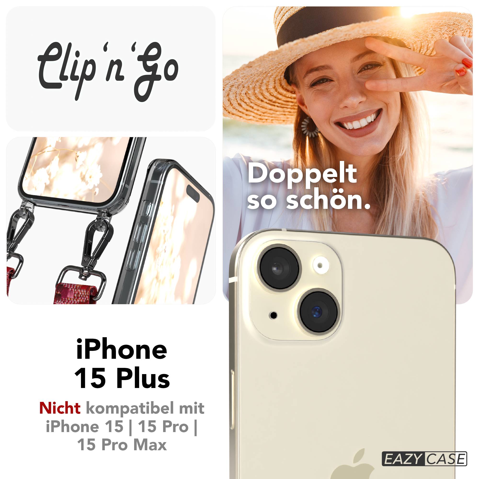 iPhone 15 Plus MagSafe Handykette mit verstellbarem Boho Band Umhängeriemen 