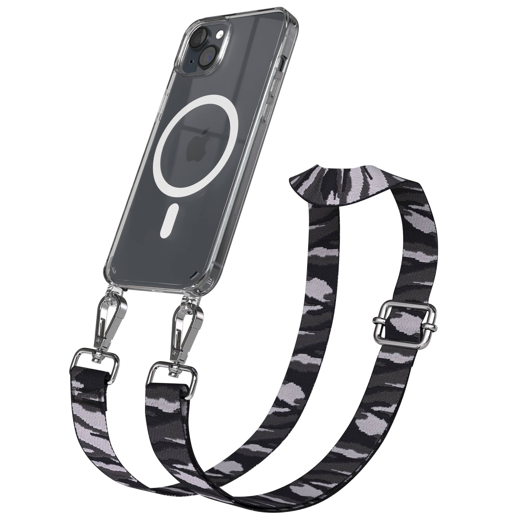 iPhone 15 Plus MagSafe Handykette mit verstellbarem Boho Band Umhängeriemen 