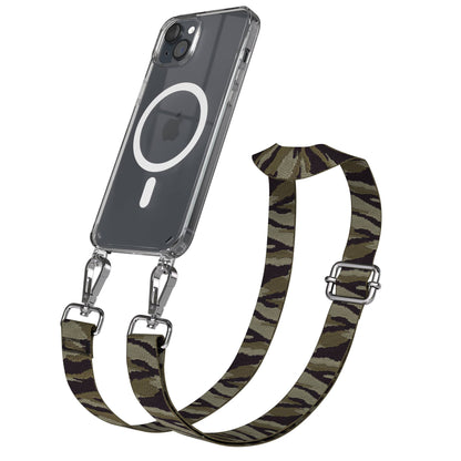iPhone 15 Plus MagSafe Handykette mit verstellbarem Boho Band Umhängeriemen 