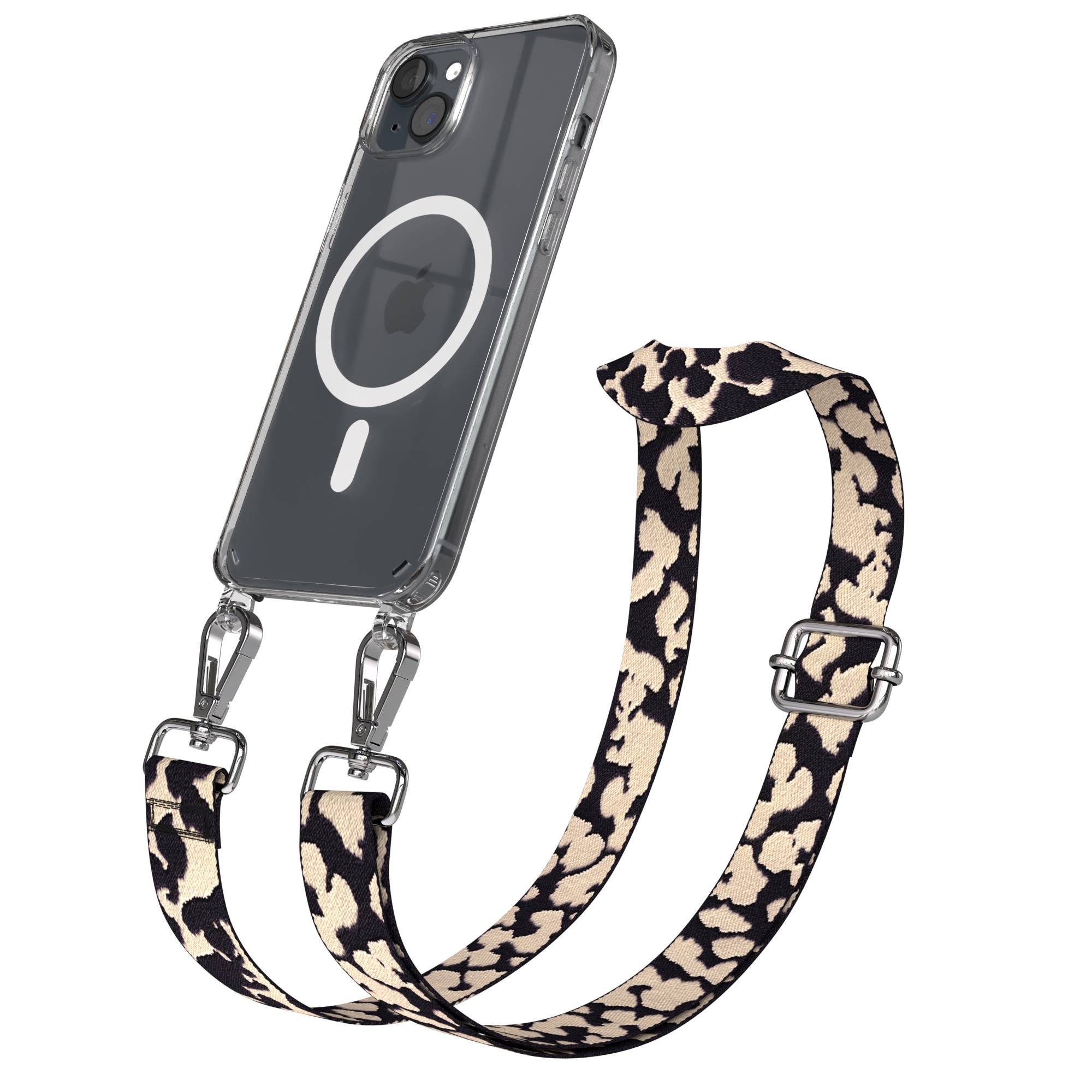 iPhone 15 Plus MagSafe Handykette mit verstellbarem Boho Band Umhängeriemen 