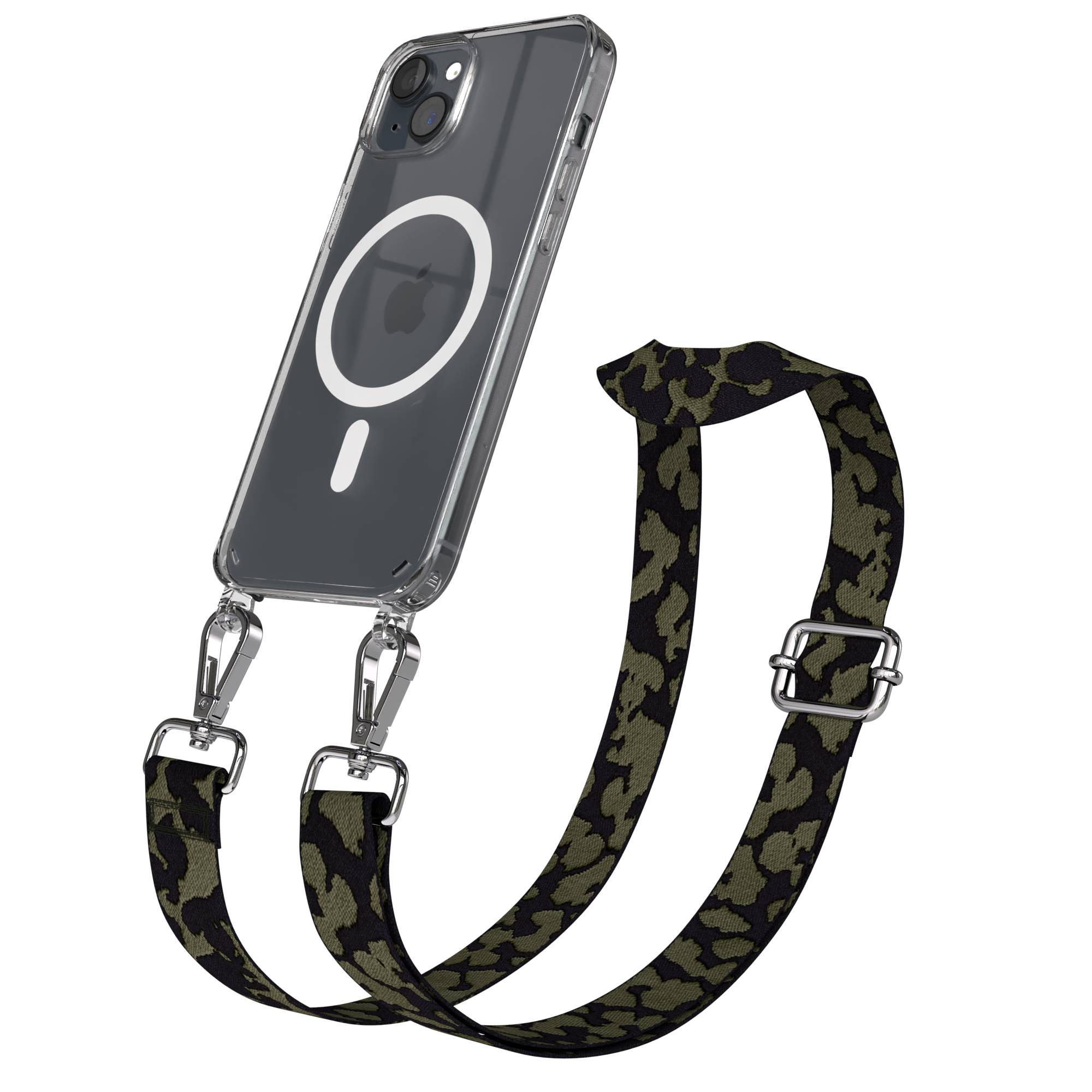 iPhone 15 Plus MagSafe Handykette mit verstellbarem Boho Band Umhängeriemen 
