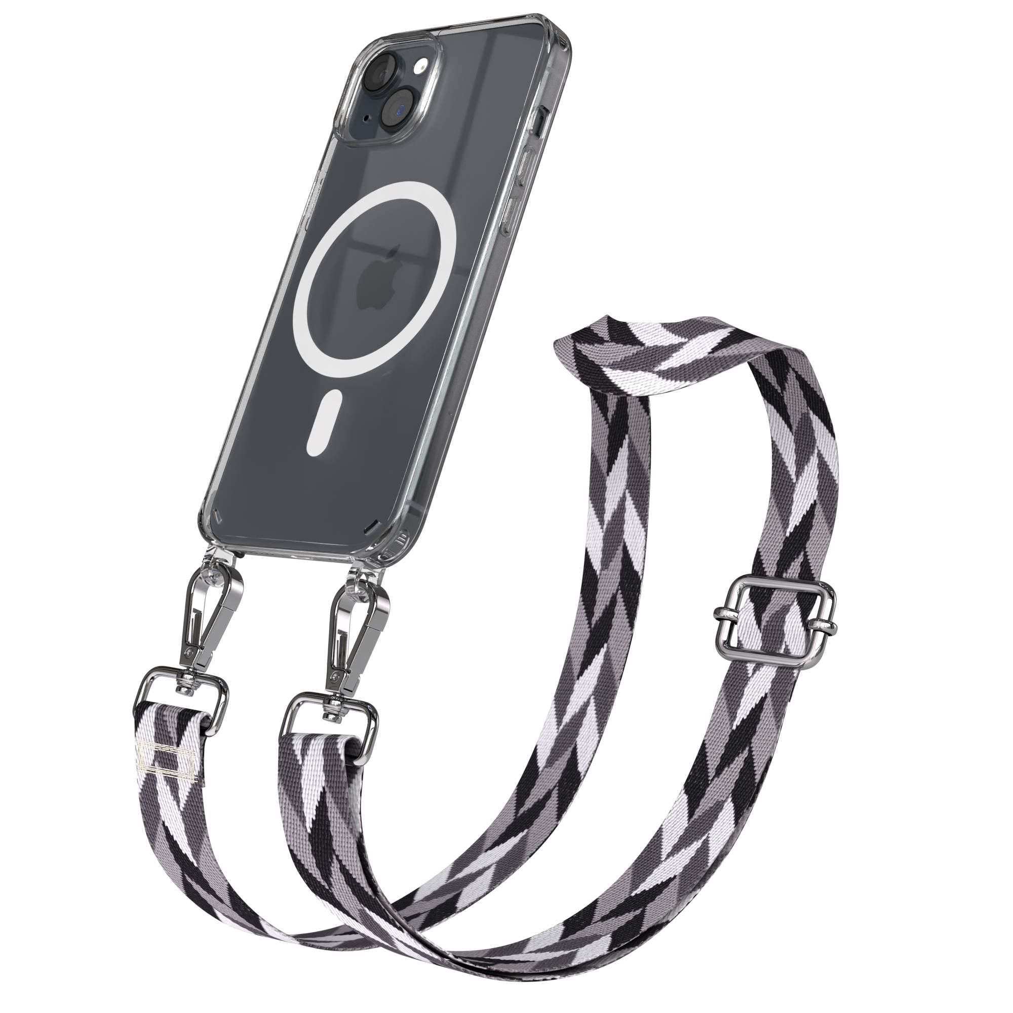 iPhone 15 Plus MagSafe Handykette mit verstellbarem Boho Band Umhängeriemen 