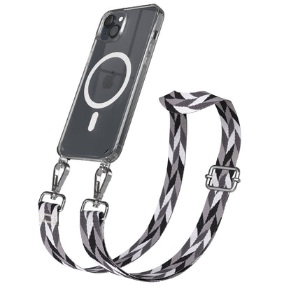 iPhone 15 Plus MagSafe Handykette mit verstellbarem Boho Band Umhängeriemen 