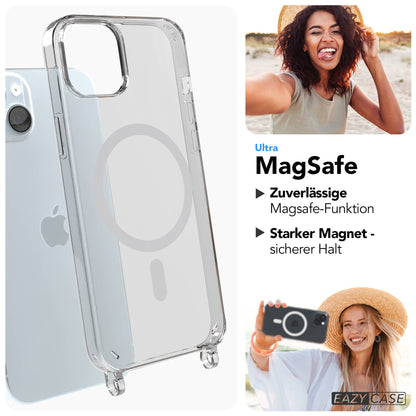 iPhone 15 Plus MagSafe Handykette mit verstellbarem Boho Band Umhängeriemen 
