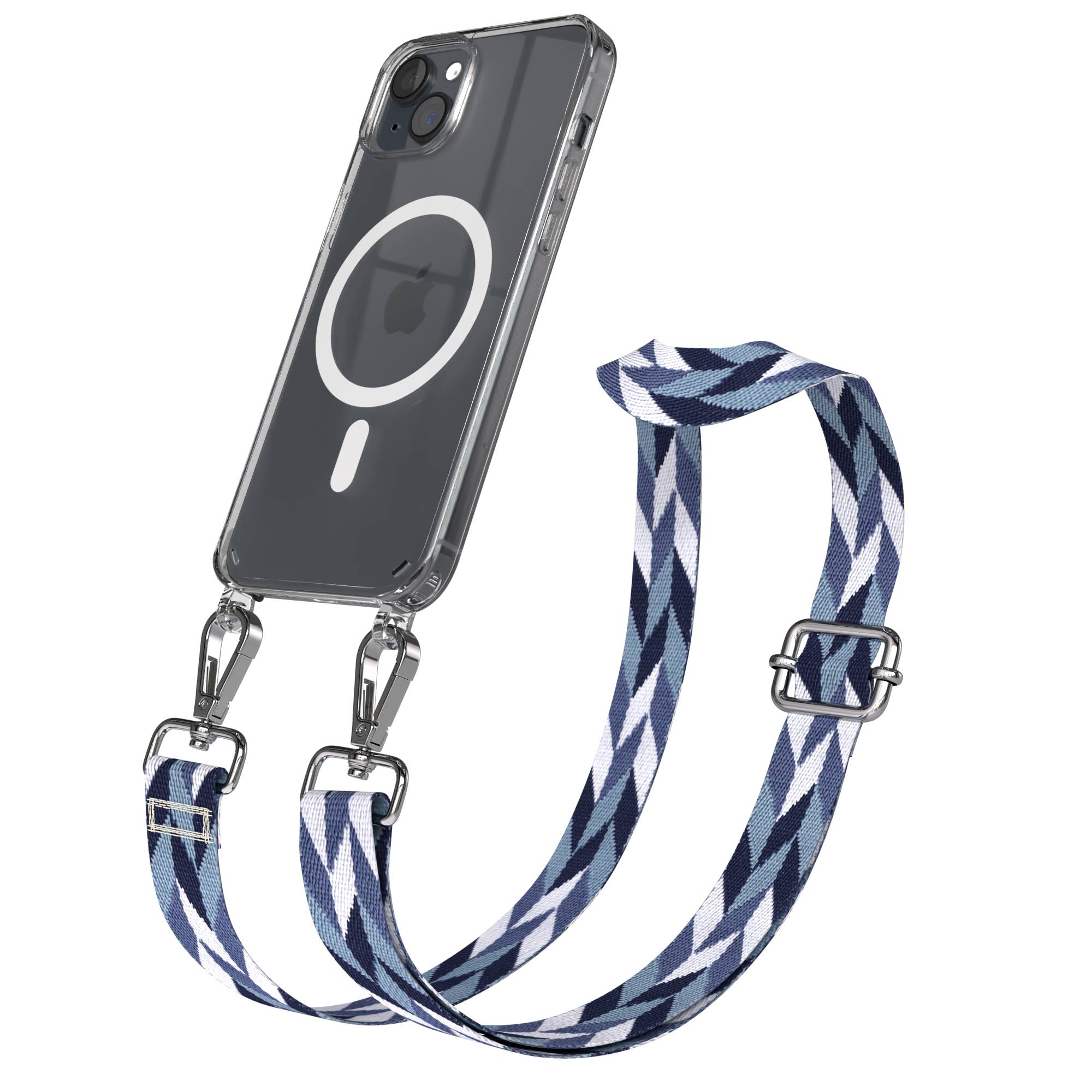 iPhone 15 Plus MagSafe Handykette mit verstellbarem Boho Band Umhängeriemen 