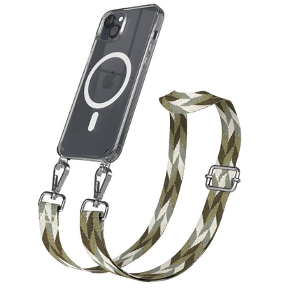 iPhone 15 Plus MagSafe Handykette mit verstellbarem Boho Band Umhängeriemen 