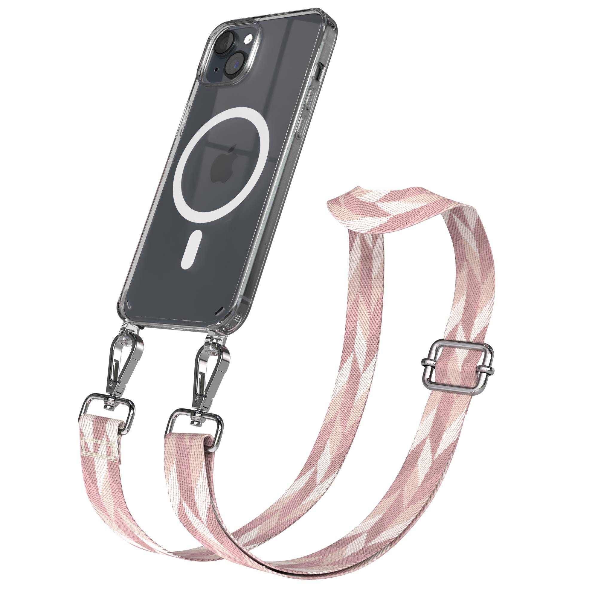 iPhone 15 Plus MagSafe Handykette mit verstellbarem Boho Band Umhängeriemen 