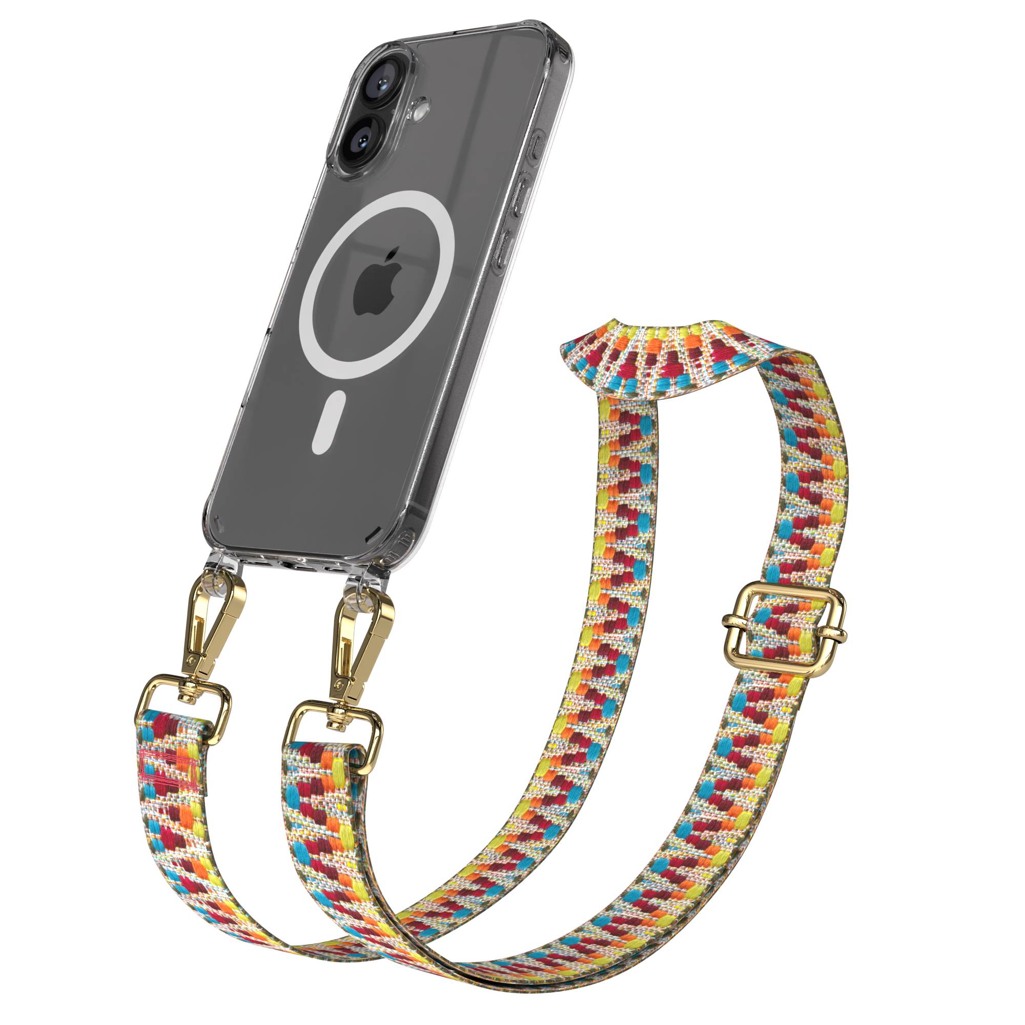 iPhone 16 MagSafe Handykette mit Boho Band verstellbar Umhängekette 