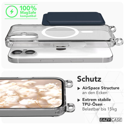 iPhone 16 MagSafe Handykette mit Boho Band verstellbar Umhängekette 
