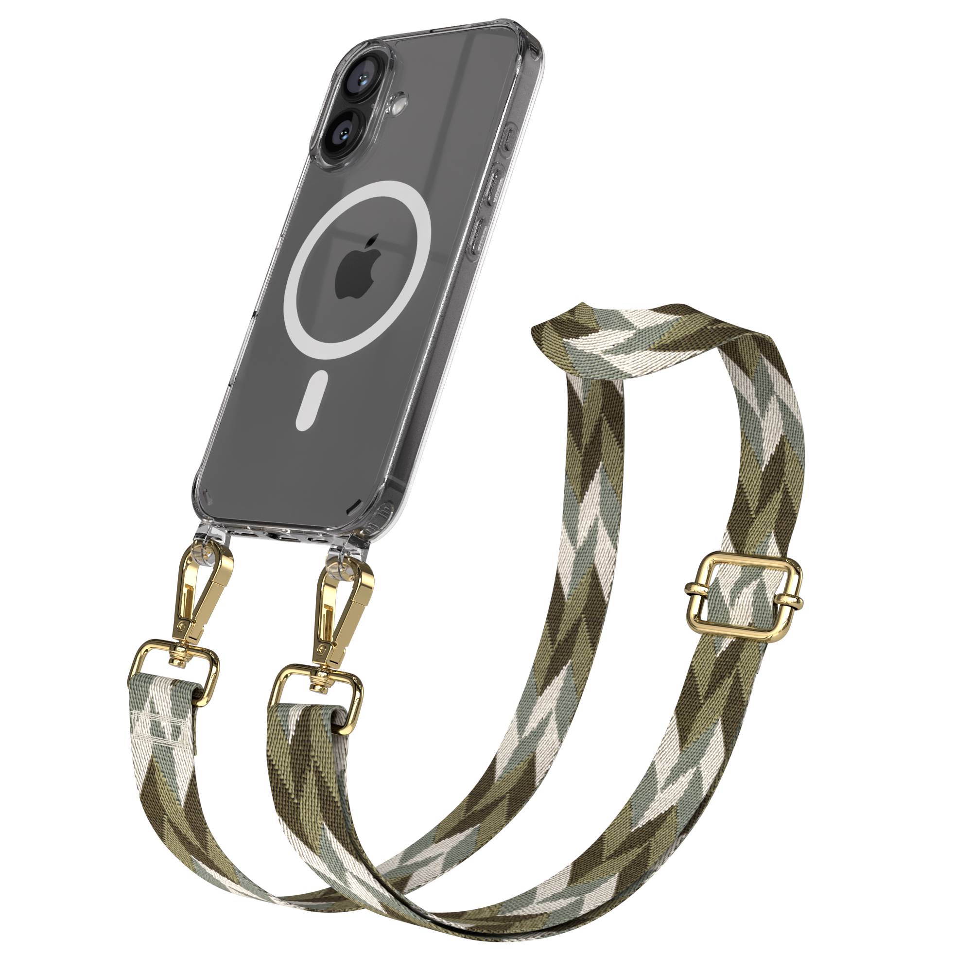 iPhone 16 MagSafe Handykette mit Boho Band verstellbar Umhängekette 