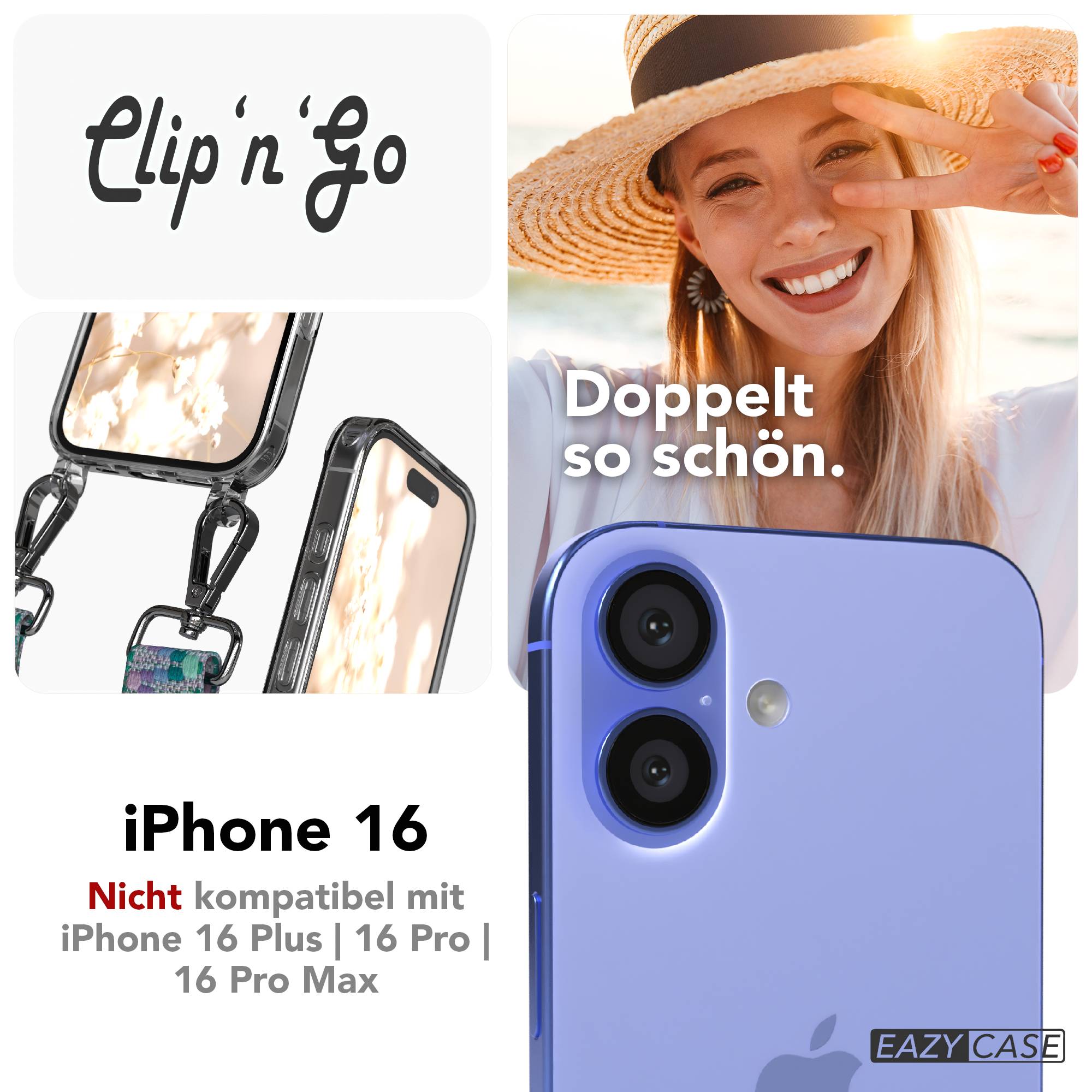 iPhone 16 MagSafe Handykette mit Boho Band verstellbar Umhängekette 