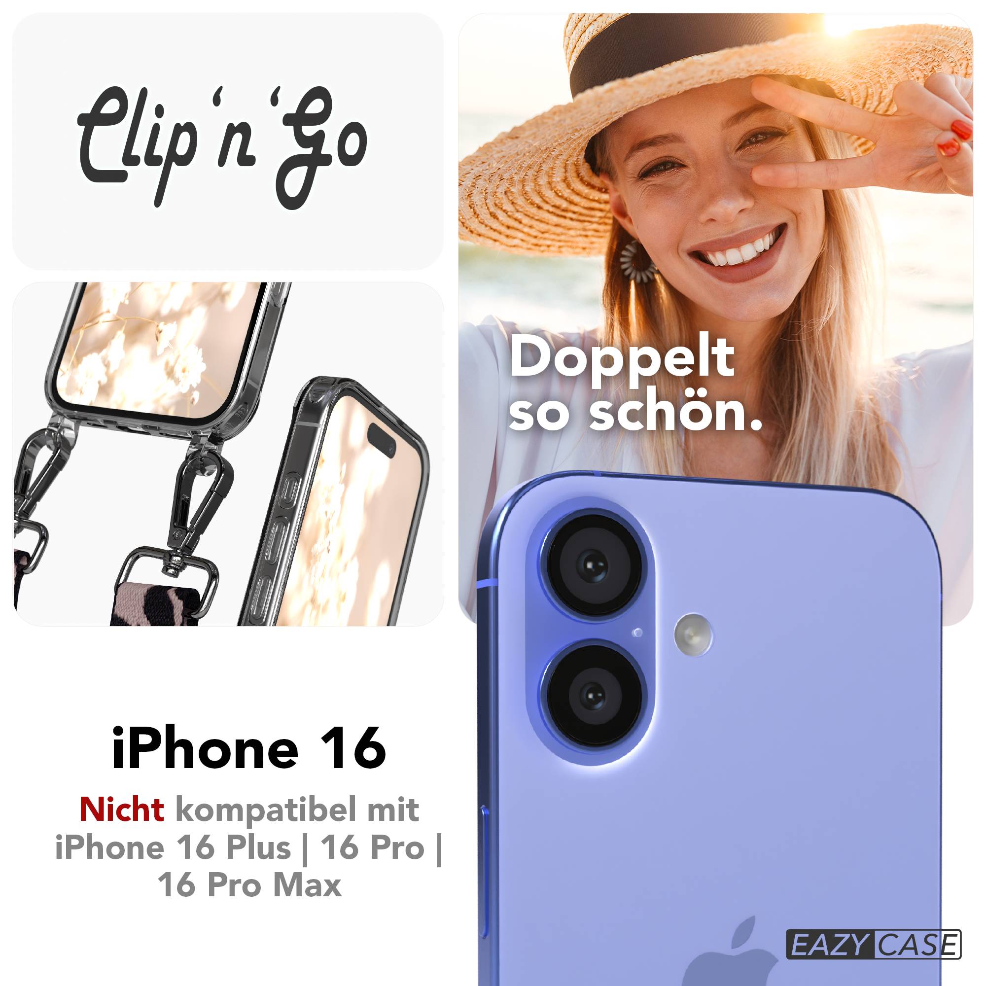 iPhone 16 MagSafe Handykette mit Boho Band verstellbar Umhängekette 