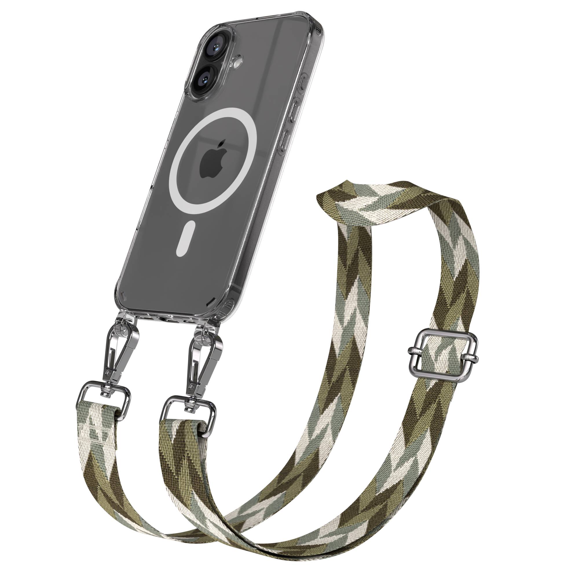 iPhone 16 MagSafe Handykette mit Boho Band verstellbar Umhängekette 