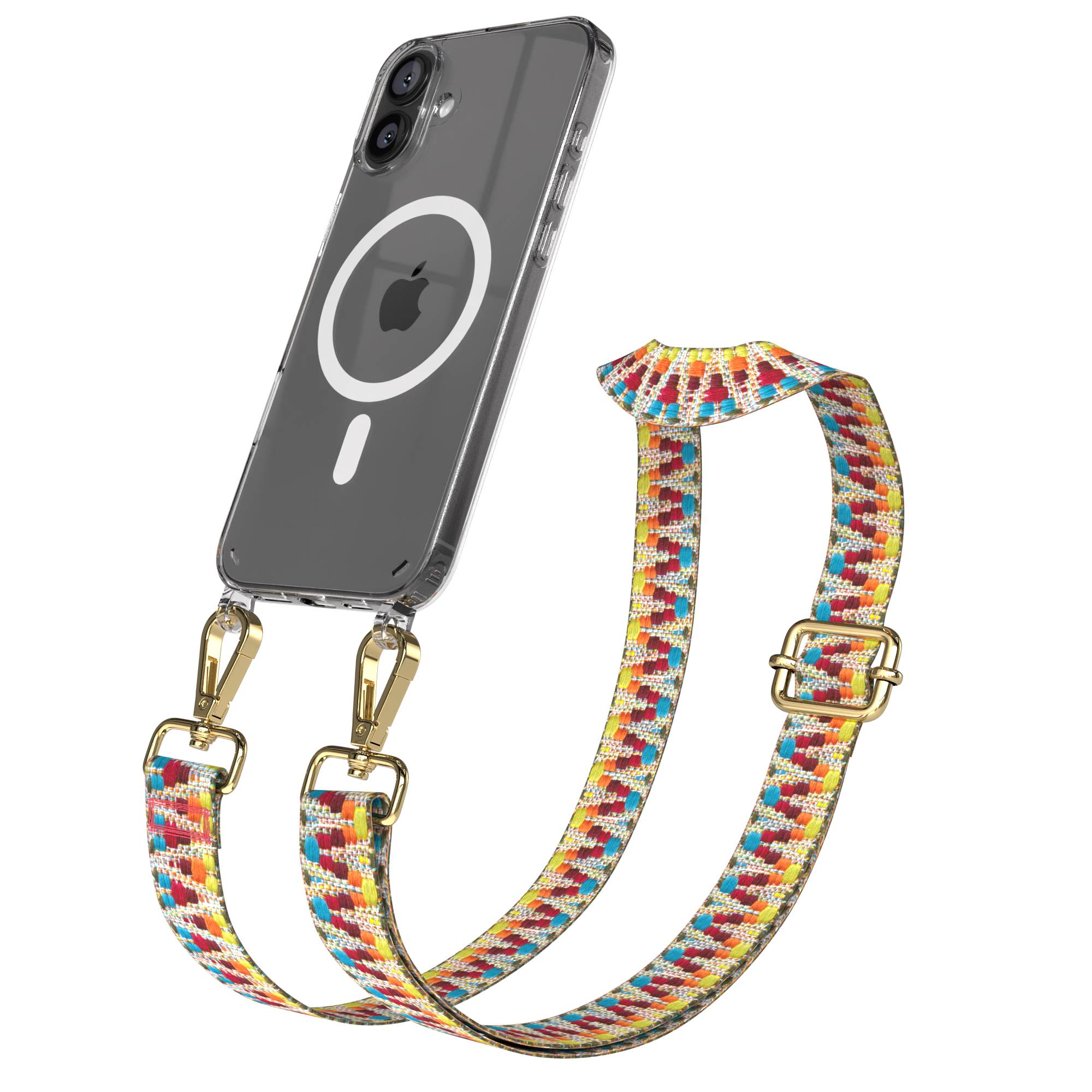 iPhone 16 Plus MagSafe Handykette mit Boho Band verstellbar 