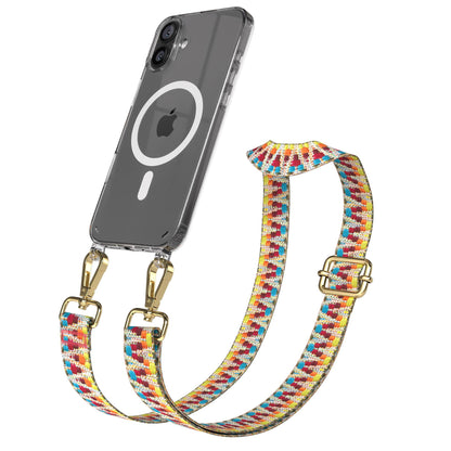 iPhone 16 Plus MagSafe Handykette mit Boho Band verstellbar 