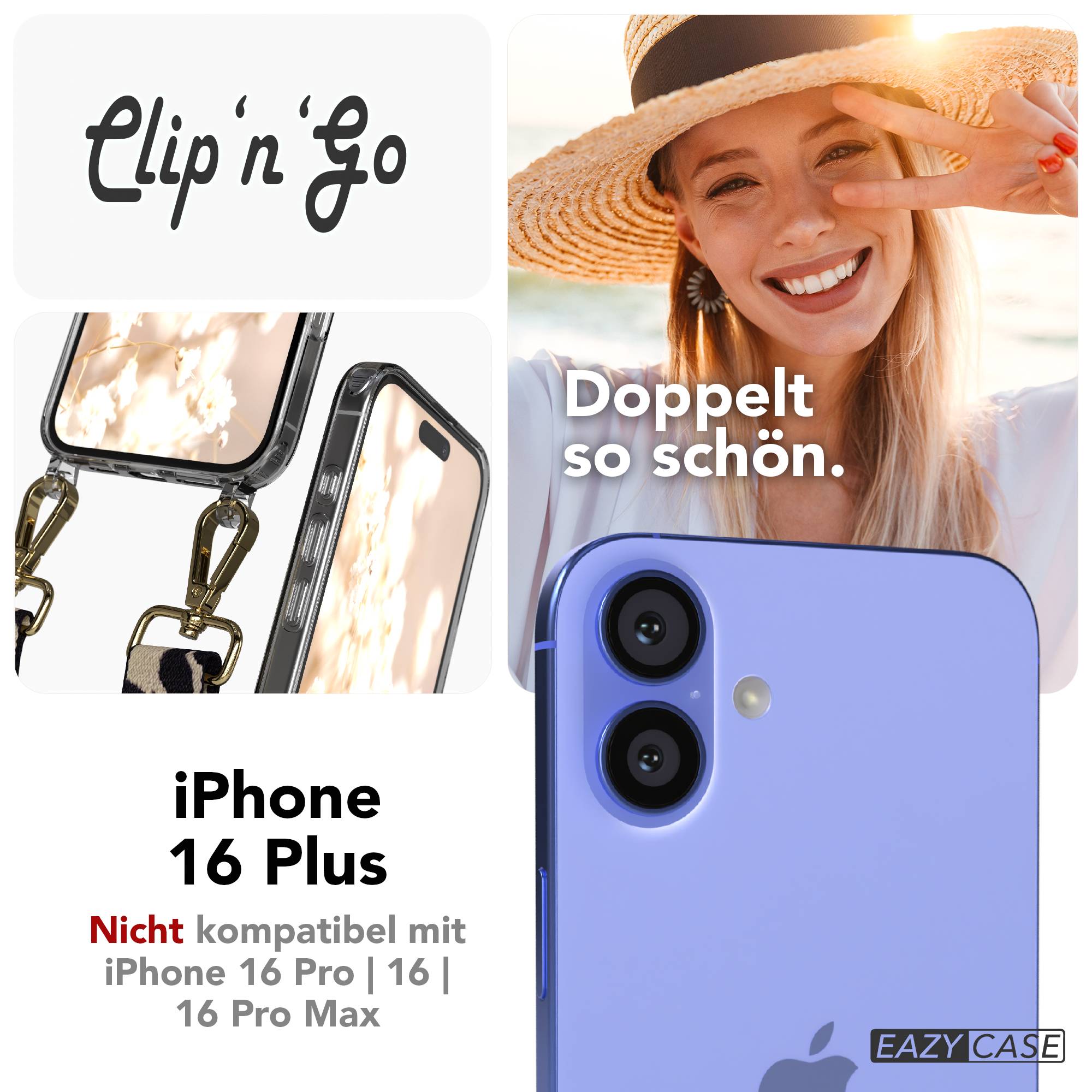 iPhone 16 Plus MagSafe Handykette mit Boho Band verstellbar 