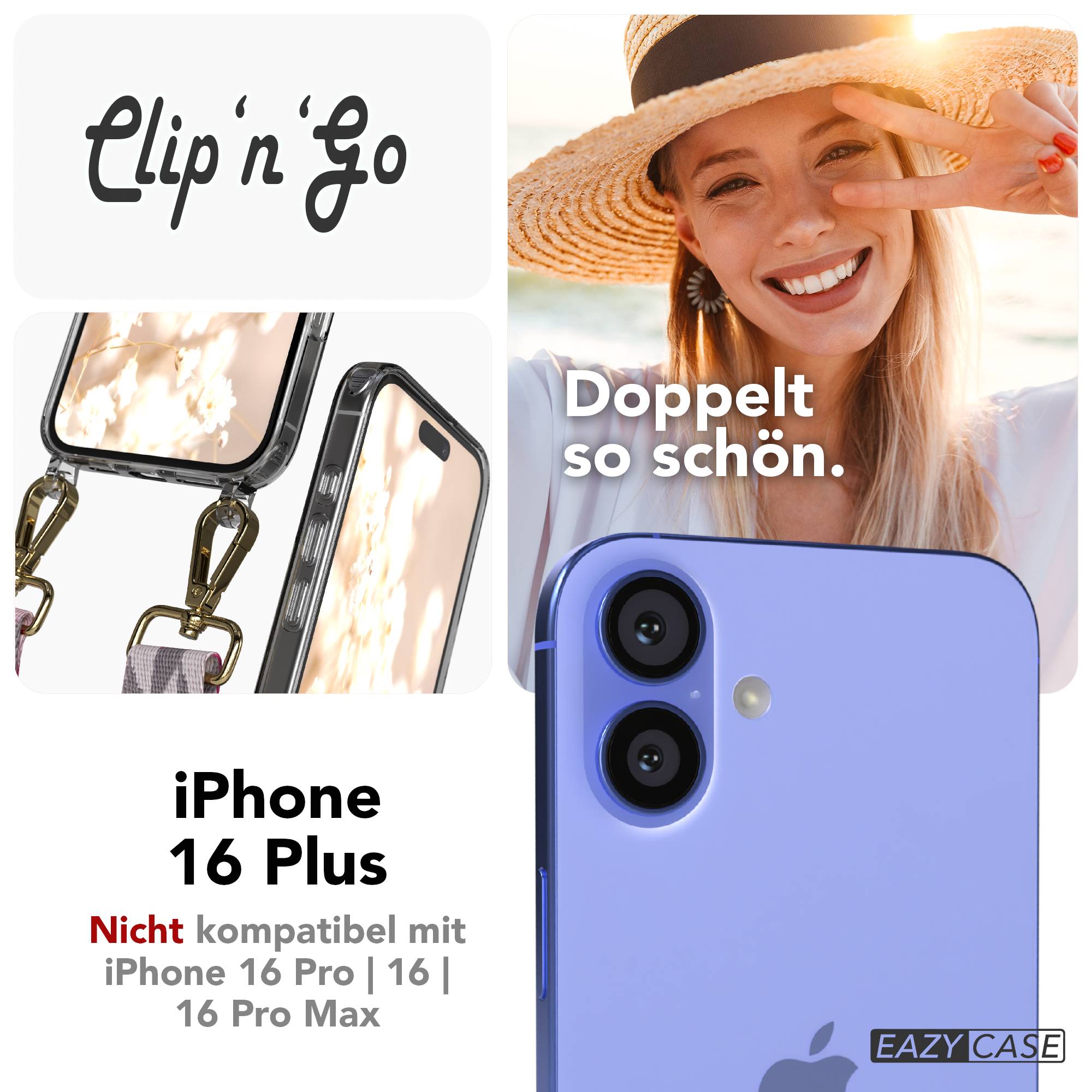 iPhone 16 Plus MagSafe Handykette mit Boho Band verstellbar 