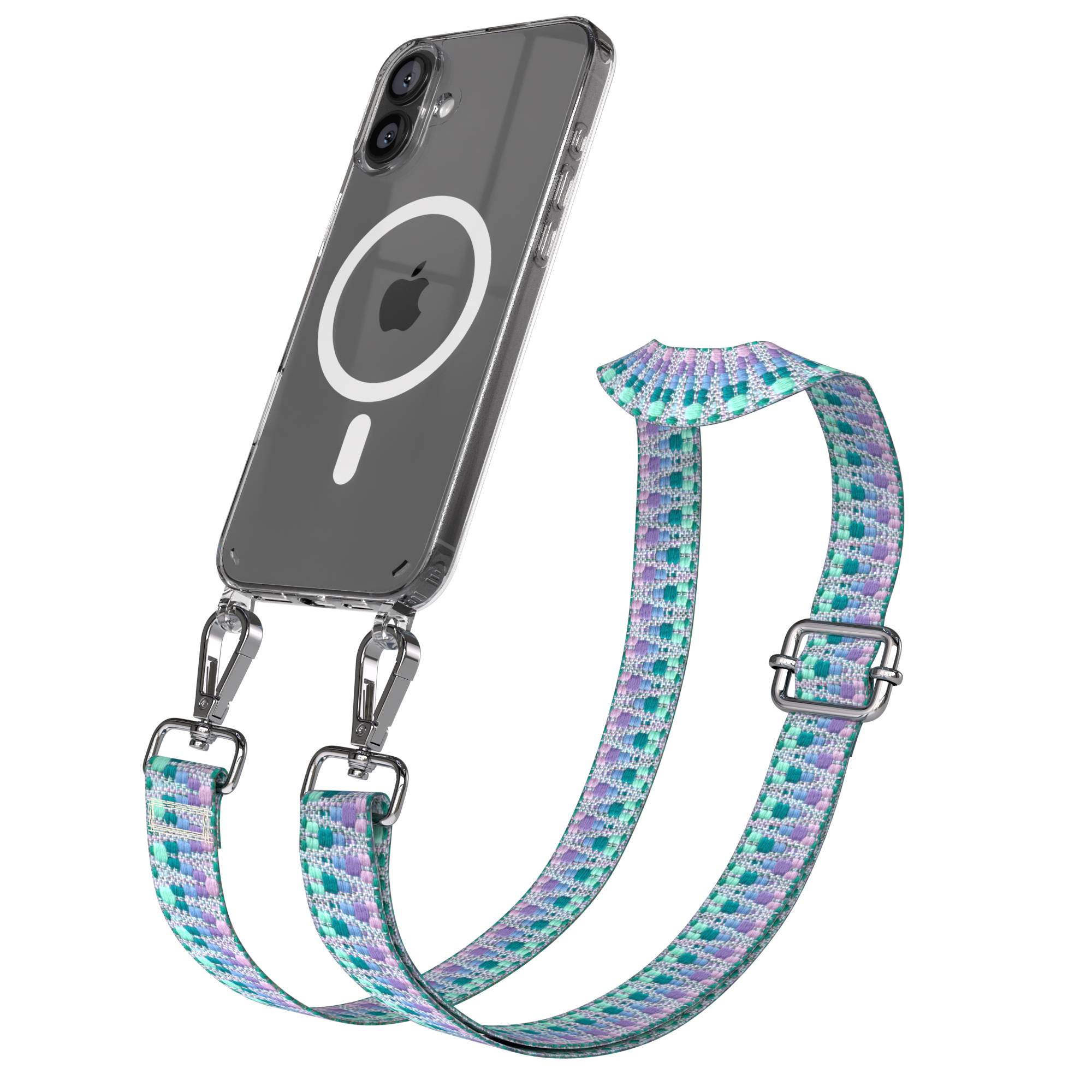 iPhone 16 Plus MagSafe Handykette mit Boho Band verstellbar 
