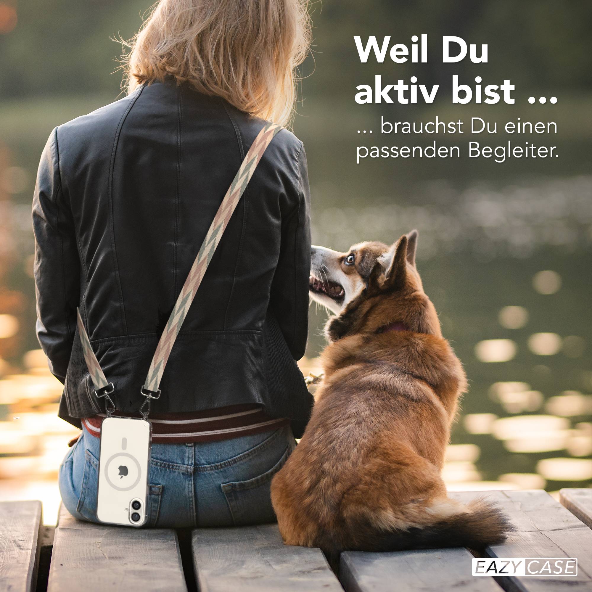 iPhone 16 Plus MagSafe Handykette mit Boho Band verstellbar 