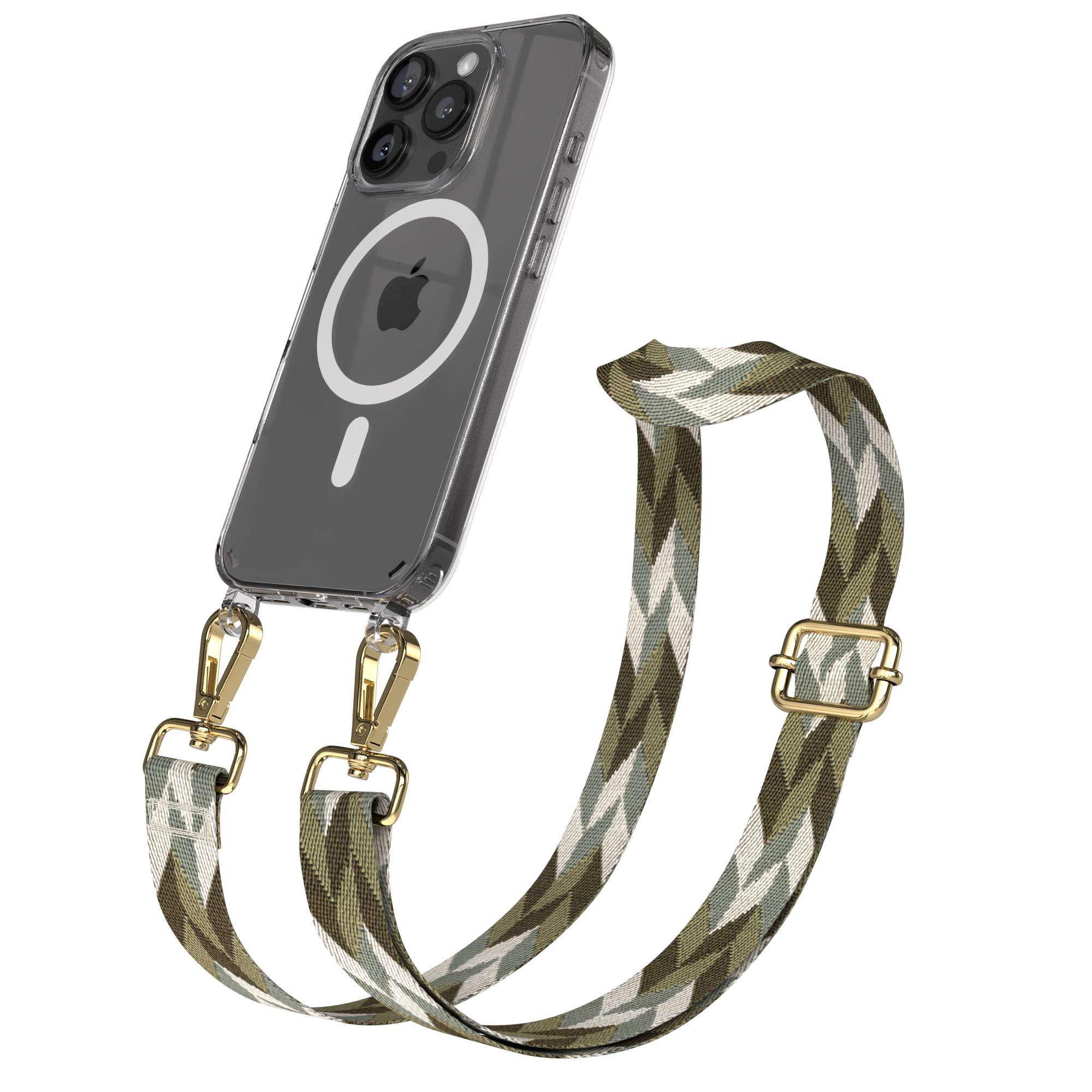 iPhone 16 Pro MagSafe Handykette mit Boho Band Umhängeband 