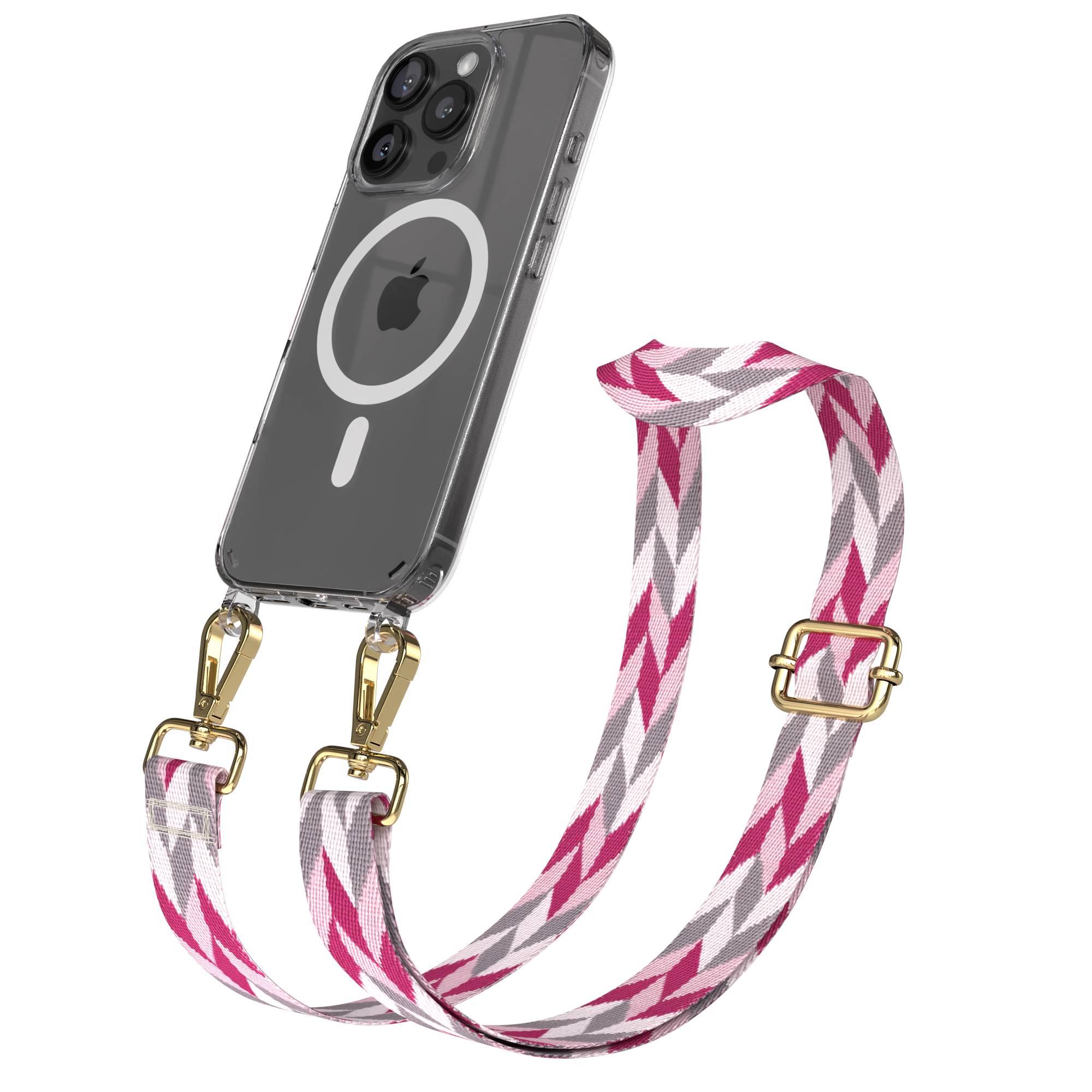 iPhone 16 Pro MagSafe Handykette mit Boho Band Umhängeband 