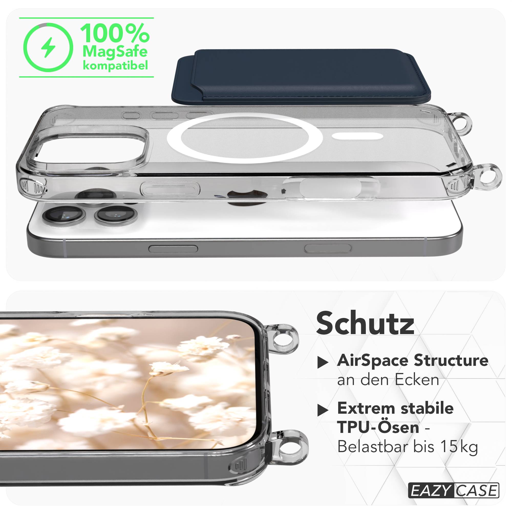 iPhone 16 Pro Max MagSafe Handykette mit verstellbarem Boho Trageriemen 