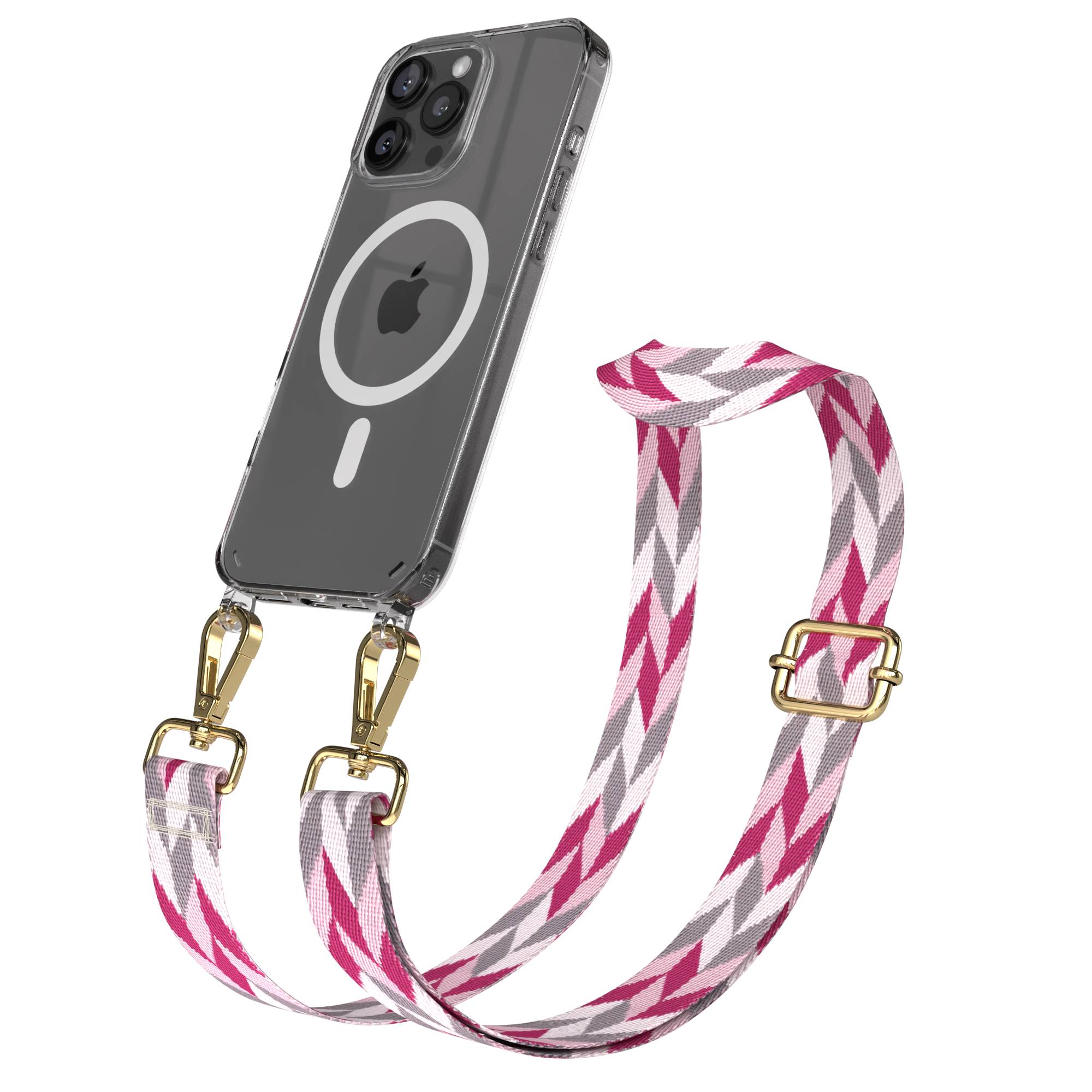 iPhone 16 Pro Max MagSafe Handykette mit verstellbarem Boho Trageriemen 