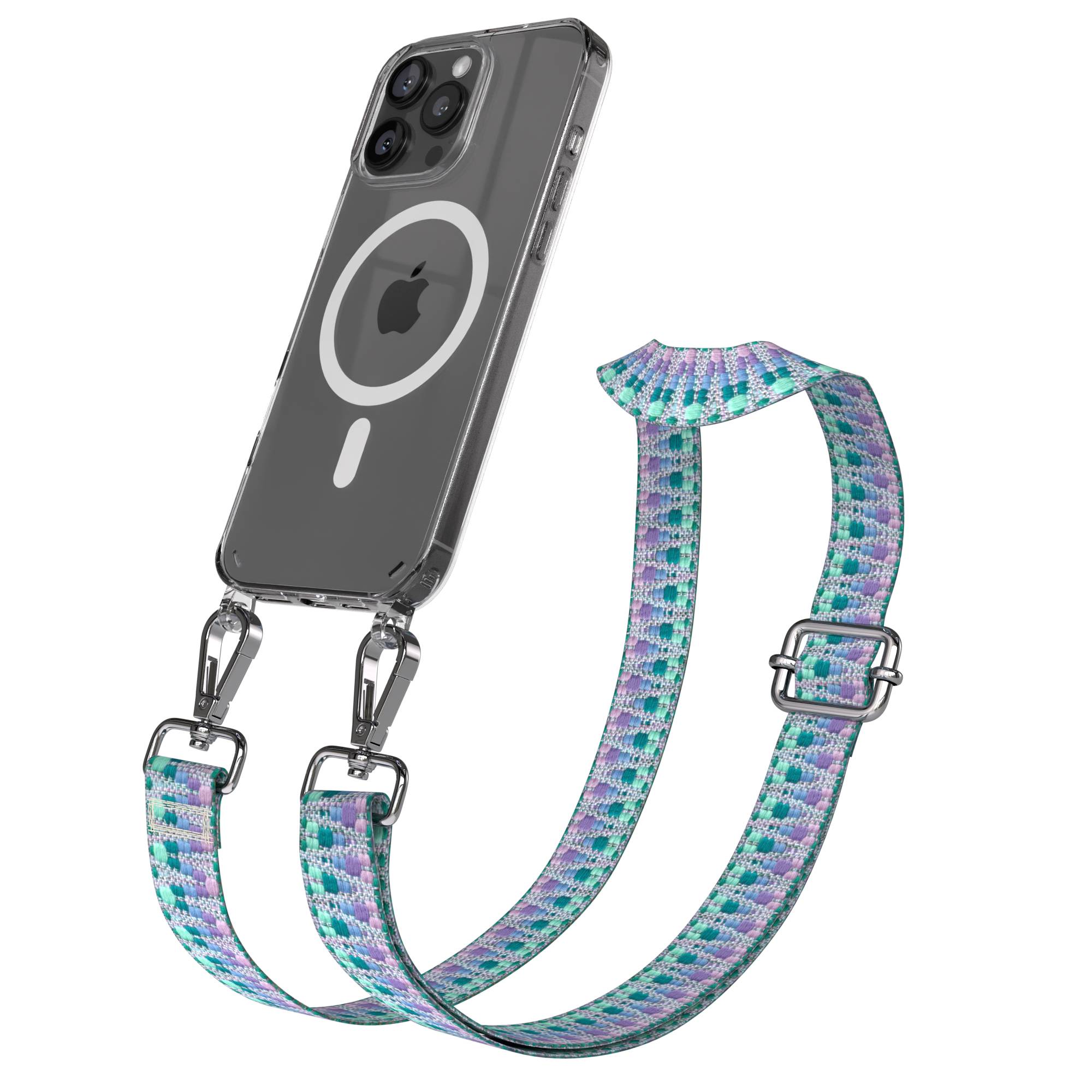 iPhone 16 Pro Max MagSafe Handykette mit verstellbarem Boho Trageriemen 