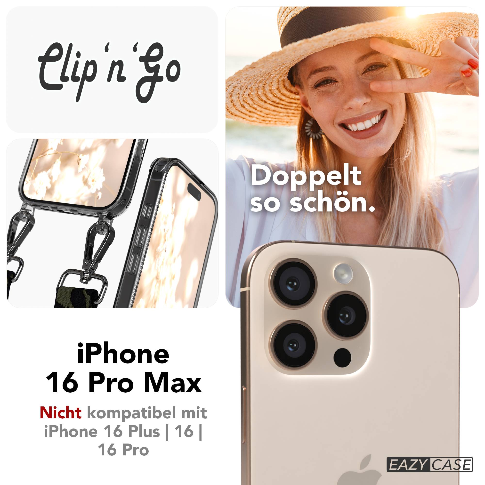 iPhone 16 Pro Max MagSafe Handykette mit verstellbarem Boho Trageriemen 