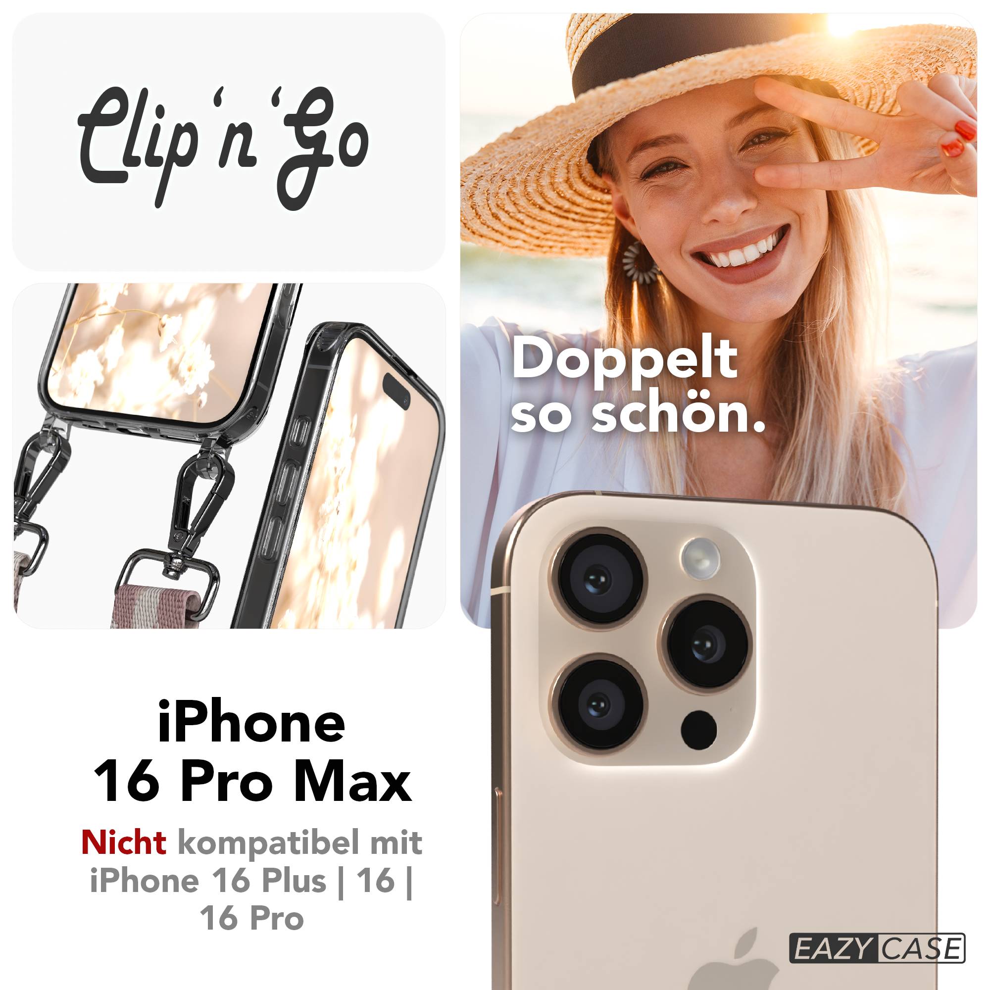 iPhone 16 Pro Max MagSafe Handykette mit verstellbarem Boho Trageriemen 