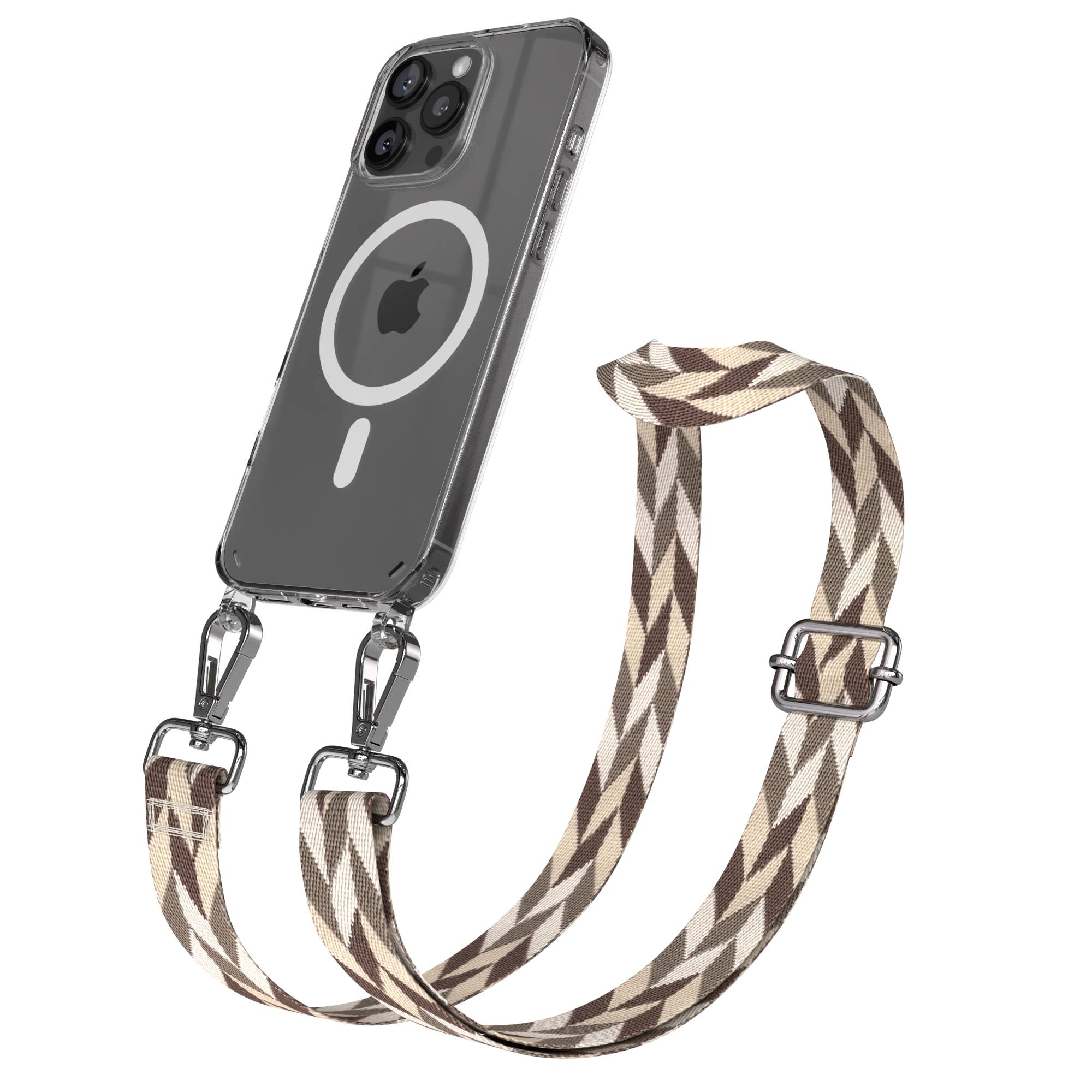 iPhone 16 Pro Max MagSafe Handykette mit verstellbarem Boho Trageriemen 