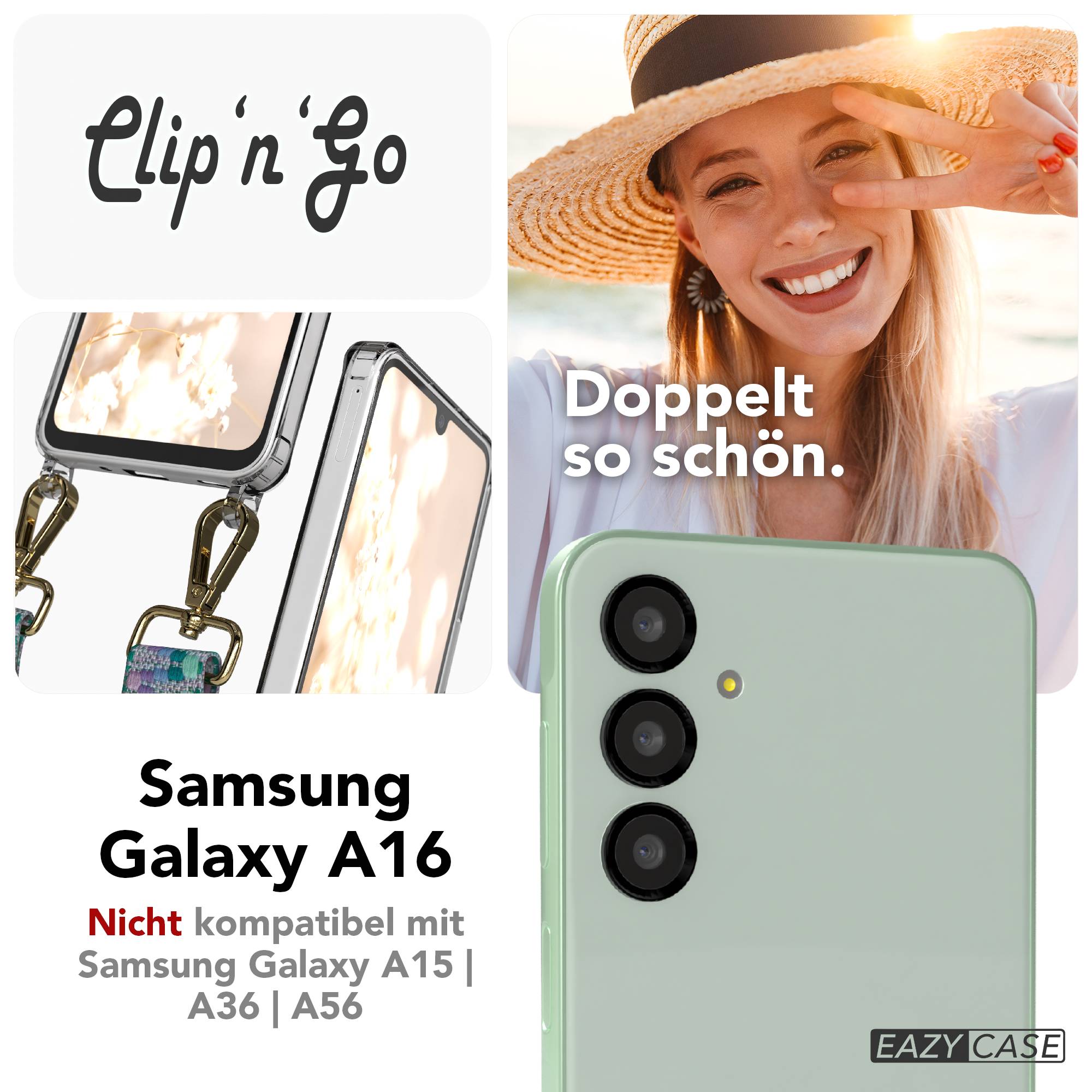 Samsung Galaxy A16 Handykette mit MagSafe Hülle und Boho Trageriemen 