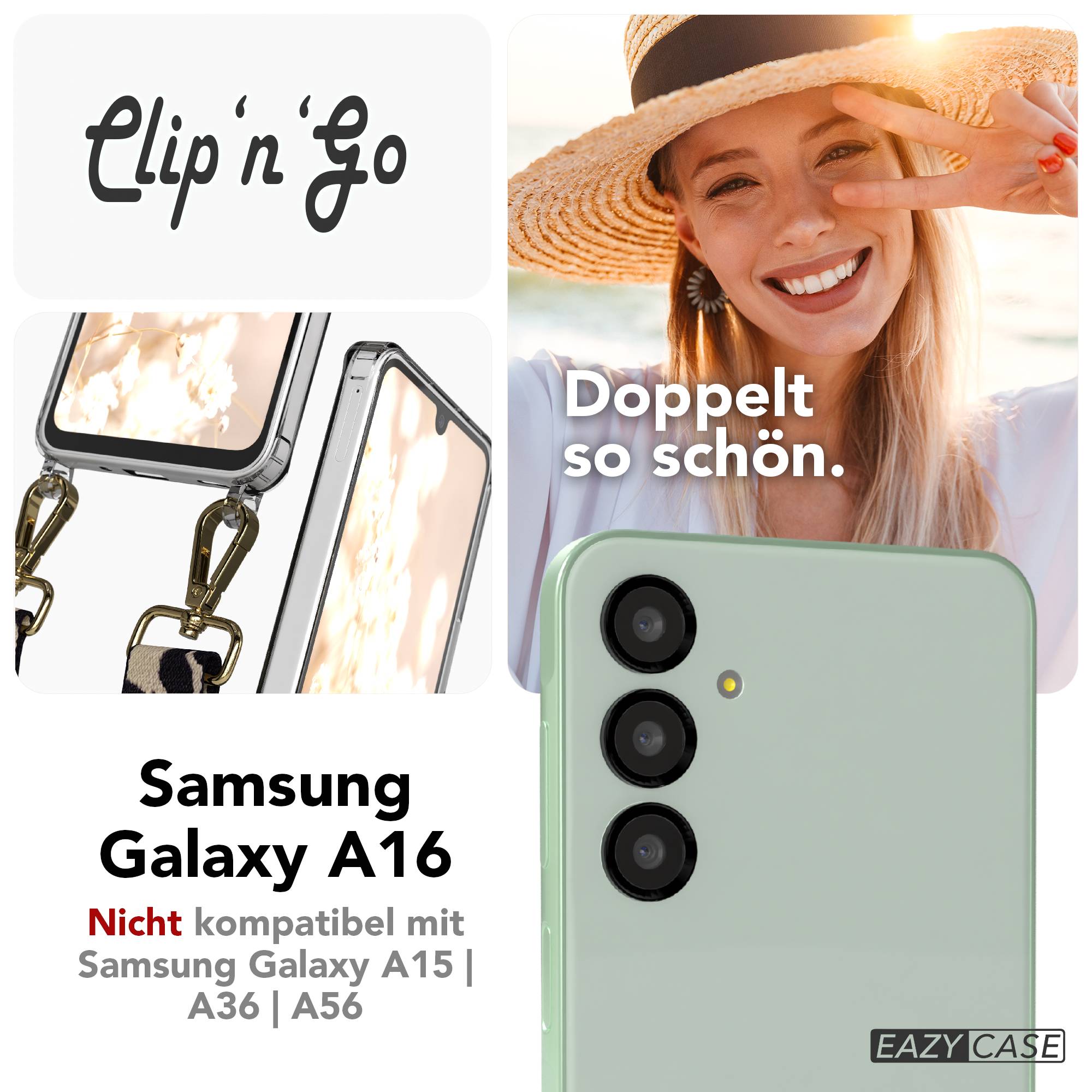 Samsung Galaxy A16 Handykette mit MagSafe Hülle und Boho Trageriemen 
