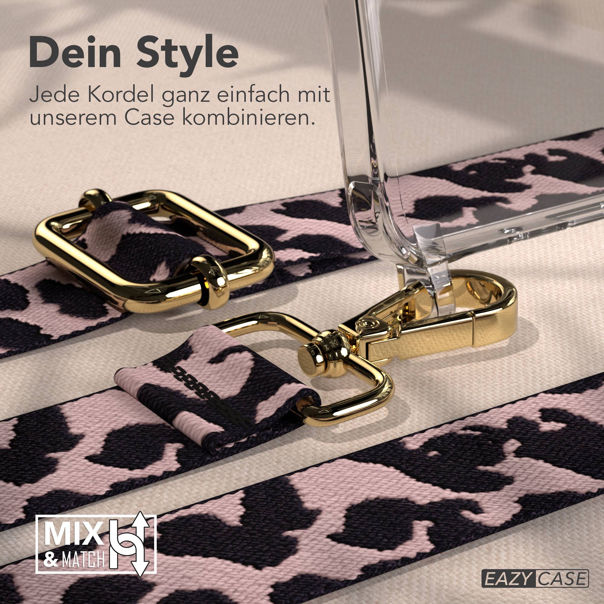 Samsung Galaxy A26 Handykette mit MagSafe Halterung und Boho Trageriemen Set #farbe_rosa-camouflage-metallfarbe-gold