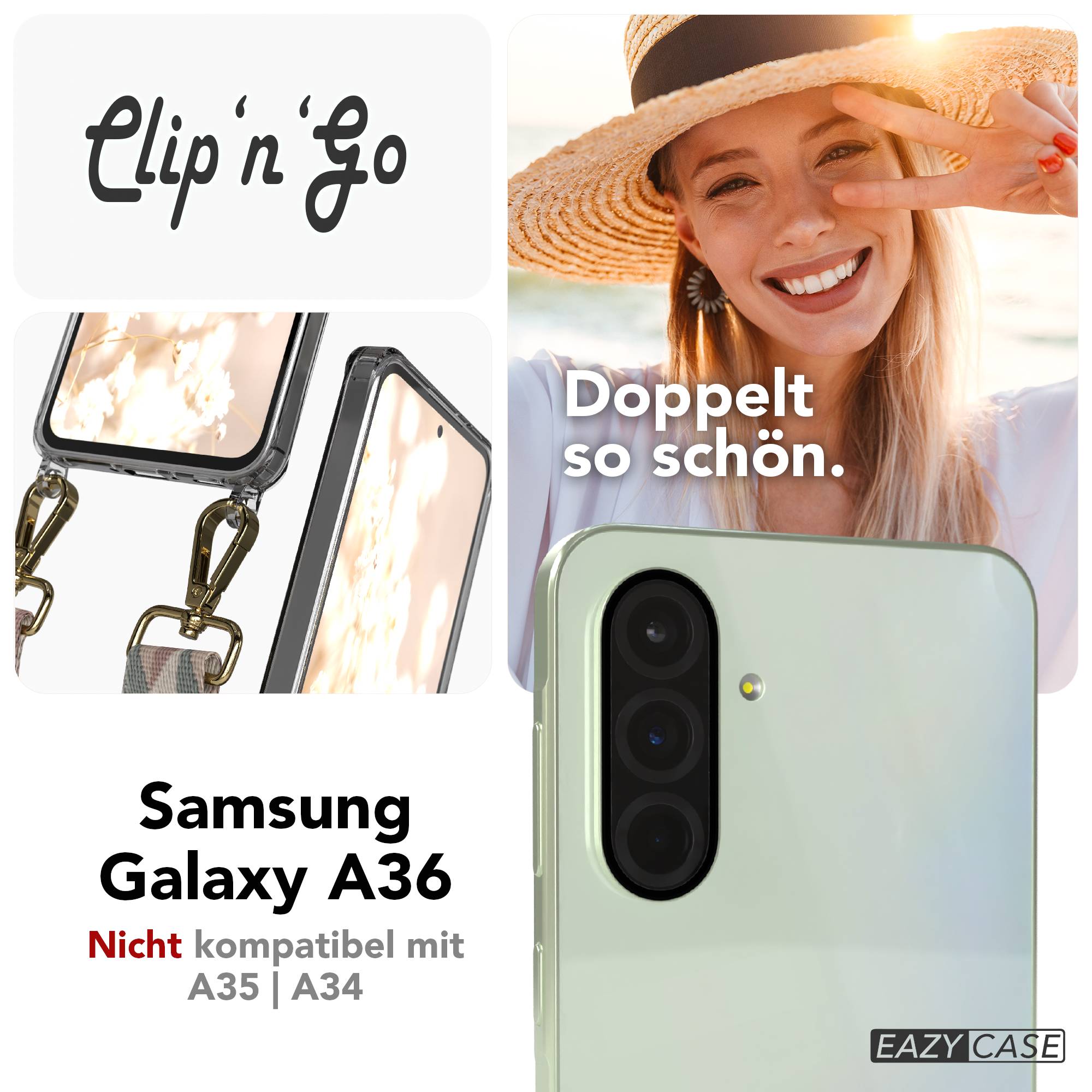 Samsung Galaxy A36 Handykette MagSafe Hülle mit verstellbarem Boho Trageriemen 