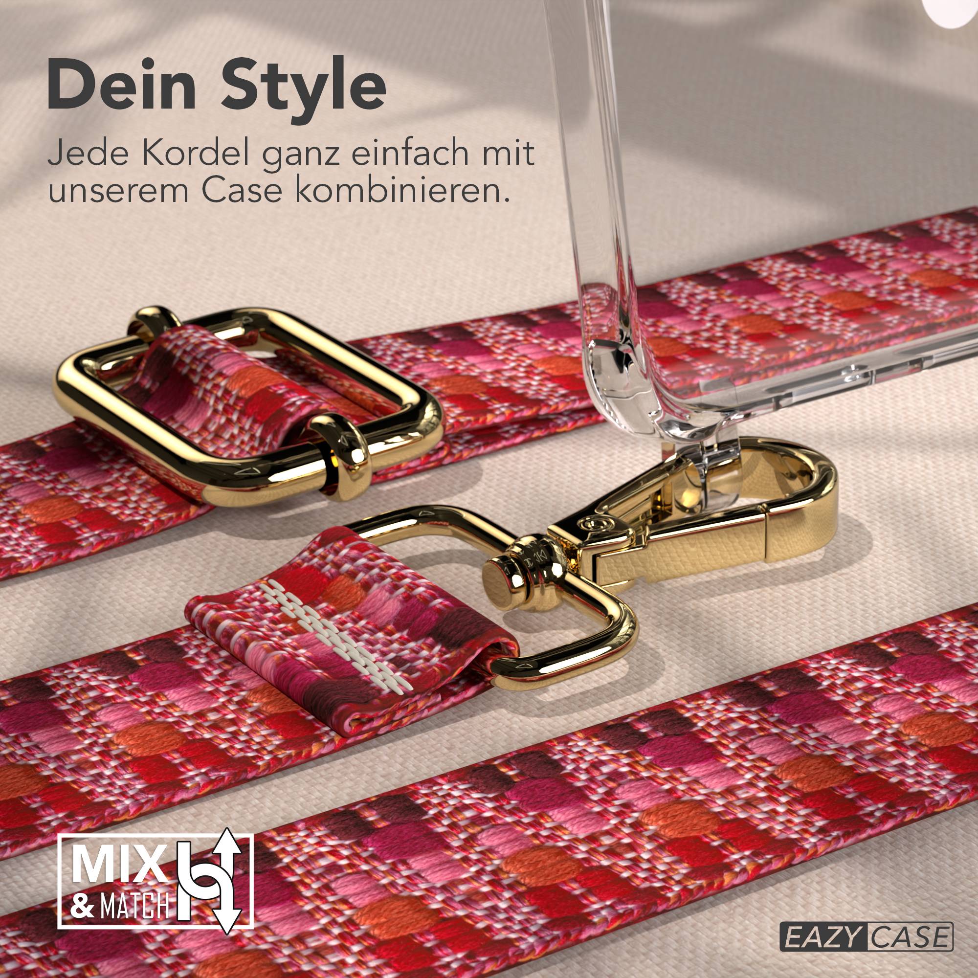Samsung Galaxy S25 Edge Handykette mit MagSafe Hülle und Boho Band #farbe_beere-metallfarbe-gold