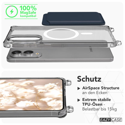Samsung Galaxy S25 Edge Handykette mit MagSafe Hülle und Boho Band #farbe_rosa-camouflage-metallfarbe-gold